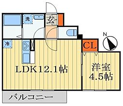 シャンブルK 1LDKの間取図画像