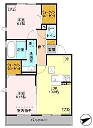 プリマヴェーラ 2LDKの間取図画像