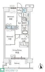 スカイグランデ津田沼 2LDKの間取図画像