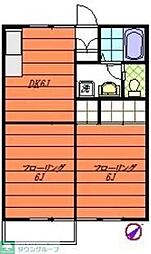 オーティアス2 2DKの間取図画像