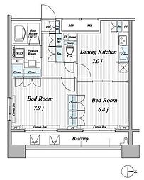 レジディア錦糸町2 2DKの間取図画像