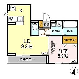 D-SOLACE祐光 B 1LDKの間取図画像