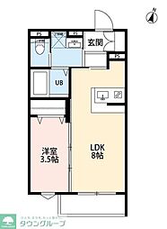 robot home 習志野II(ロボットホームナラシノツー) 1LDKの間取図画像