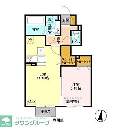 アンリッシュ 1LDKの間取図画像