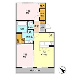 シャルマンドミール 2LDKの間取図画像