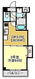 プライディア幕張 1DKの間取図画像