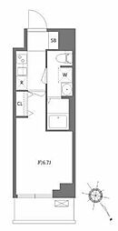 ケーディエックスレジデンス原木中山 1Kの間取図画像