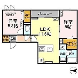 セレスティア柴又II 2LDKの間取図画像