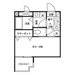 コーラルリーフ 1Kの間取図画像