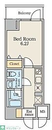 Alivis原木中山 1Kの間取図画像