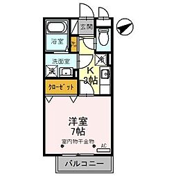 グランフィールド3 1Kの間取図画像