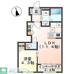 Chateau・Arv(シャトー・アルヴ) 1LDKの間取図画像