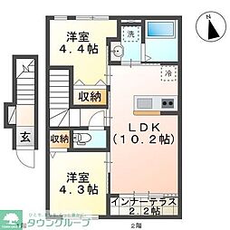 Chateau・Arv(シャトー・アルヴ) 2LDKの間取図画像
