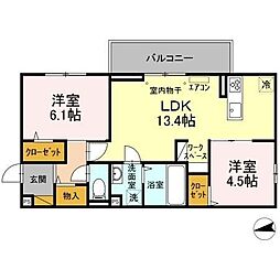 プランドールC 2LDKの間取図画像