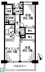 ベルウッド一之江 2DKの間取図画像
