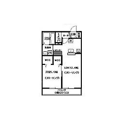 ルシエルブルー 1LDKの間取図画像