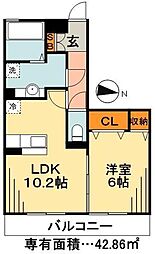 イーストエンジェル青山 1LDKの間取図画像