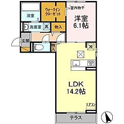グランテージ海神H棟 1LDKの間取図画像