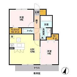 ミ・カーサ 2LDKの間取図画像