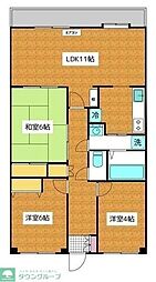 潮ハイツ 3LDKの間取図画像