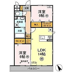 エスポワールソレーユ 2LDKの間取図画像