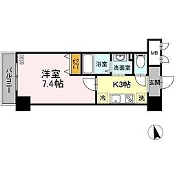 アンクレージュ西船橋 1Kの間取図画像