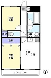 サントラル・ヴィラージュ 2DKの間取図画像