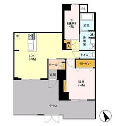 プライムコート千成 1DKの間取図画像