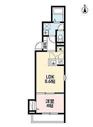 GrosvenorHouse 1LDKの間取図画像