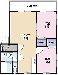 フレグランス諏訪 2LDKの間取図画像
