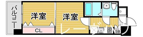 福岡県福岡市中央区長浜２丁目(賃貸マンション2K・10階・23.10㎡)の写真 その2