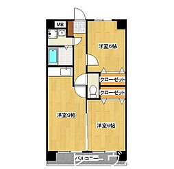 アコール室見 2LDKの間取図画像