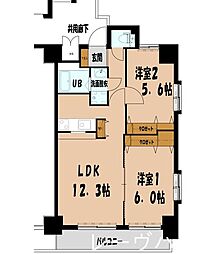 クリエート住吉 2LDKの間取図画像