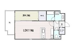 プレスタイル大濠公園 1LDKの間取図画像