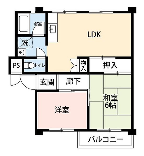 スマリオ香里三井C団地 ｜大阪府寝屋川市三井が丘5丁目(賃貸マンション2LDK・4階・45.11㎡)の写真 その2