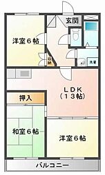KTハイツ田宮 3LDKの間取図画像