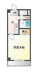 ハイム眉山 1Kの間取図画像