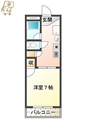 サンセール二軒屋イースト 1Kの間取図画像