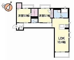 JR牟岐線 阿波富田駅 徒歩12分の賃貸マンション 2階2LDKの間取り