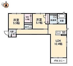 JR牟岐線 阿波富田駅 4.6kmの賃貸マンション 3階2LDKの間取り