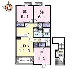 トビアスガーデン南沖洲A 3LDKの間取図画像