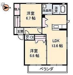 JR徳島線 佐古駅 徒歩21分の賃貸アパート 2階2LDKの間取り
