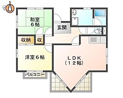 ハイム鎌田 2LDKの間取図画像