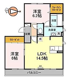 JR牟岐線 文化の森駅 徒歩17分の賃貸アパート 2階2LDKの間取り