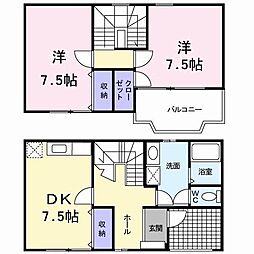 フィールドビーチ1 2DKの間取図画像