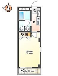 フィネス寺西 1Kの間取図画像