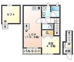 ラヴェール南蔵本 1LDKの間取図画像