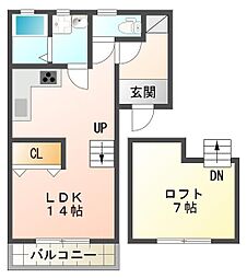ビレッジ北矢三 1LDKの間取図画像