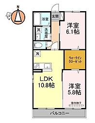 ベルティルミナス 2LDKの間取図画像