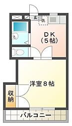 フォルムフクナガ 1Kの間取図画像